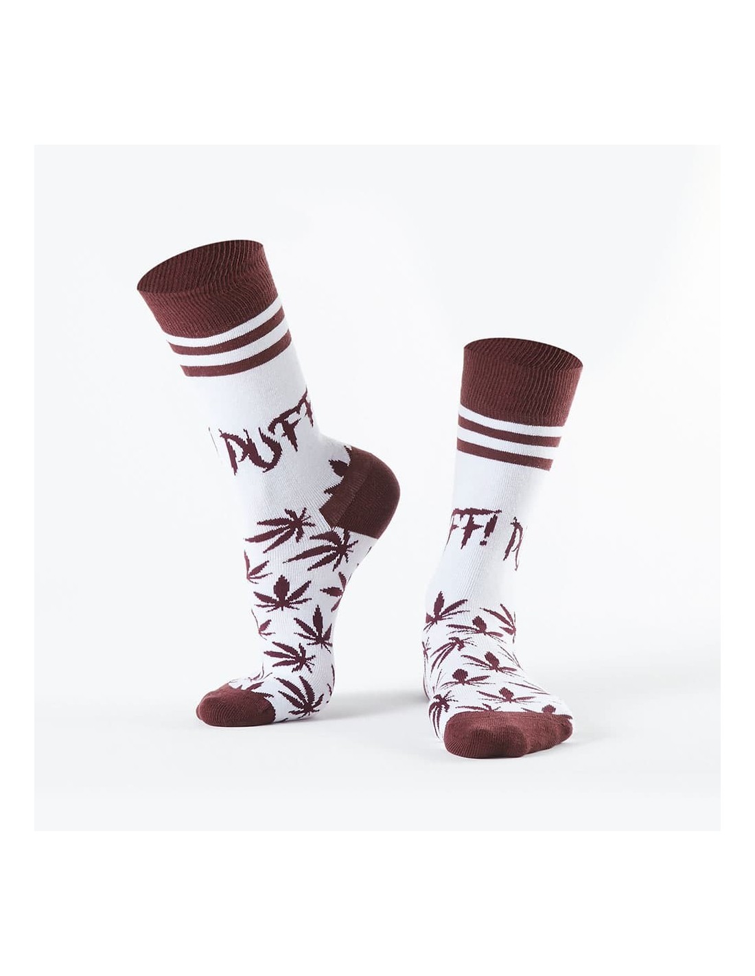 White men\'s socks with leaves SM38 - Online store - Boutique